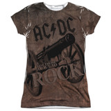 AC/DC We Salute You (Front/Back Print) Junior Women's Sublimated Crew T-Shirt White