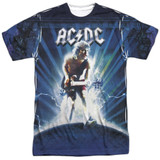 AC/DC Lightning (Front/Back Print) Adult Sublimated Crew T-Shirt White