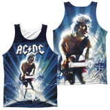 AC/DC Lightning (Front/Back Print) Adult Sublimated Tank Top T-Shirt White