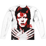 David Bowie Piercing Gaze (Front/Back Print) Adult Sublimated Long Sleeve T-Shirt White