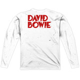 David Bowie Piercing Gaze (Front/Back Print) Adult Sublimated Long Sleeve T-Shirt White