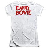 David Bowie Piercing Gaze (Front/Back Print) Junior Women's Sublimated Crew T-Shirt White