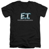 E.T. The Extra Terrestrial Logo S/S Adult V-Neck 30/1 T-Shirt Black