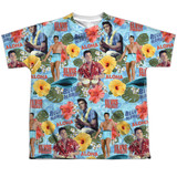 Elvis Presley Surf's Up (Front/Back Print) Youth Sublimated Crew T-Shirt White