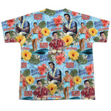 Elvis Presley Surf's Up (Front/Back Print) Youth Sublimated Crew T-Shirt White