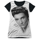 Elvis Presley Stare 2 Junior Women's Sublimated T-Shirt White