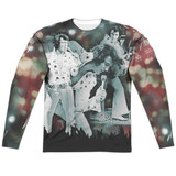 Elvis Presley Now Playing (Front/Back Print) Adult Sublimated Long Sleeve T-Shirt White