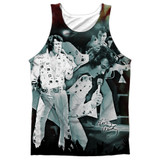 Elvis Presley Now Playing (Front/Back Print) Adult Sublimated Tank Top T-Shirt White