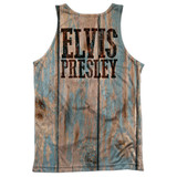 Elvis Presley Woodgrain (Front/Back Print) Adult Sublimated Tank Top T-Shirt White