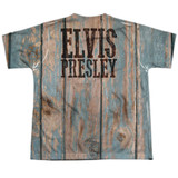 Elvis Presley Woodgrain (Front/Back Print) Youth Sublimated Crew T-Shirt White