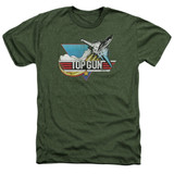 Top Gun Distressed Logo Adult Heather T-Shirt Military Green