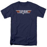 Top Gun Distressed Logo S/S Adult 18/1 T-Shirt Navy