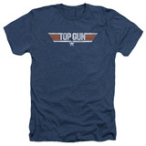 Top Gun Distressed Logo Adult Heather T-Shirt Navy