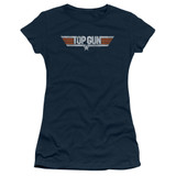 Top Gun Distressed Logo S/S Junior Women's T-Shirt Sheer Navy