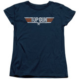 Top Gun Distressed Logo S/S Women's T-Shirt Navy