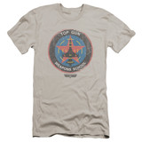 Top Gun Flight School Logo Premium Canvas Adult Slim Fit 30/1 T-Shirt Silver