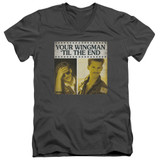 Top Gun Til The End S/S Adult V-Neck T-Shirt 30/1 T-Shirt Charcoal