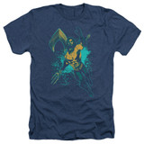 Aquaman Movie Make A Splash Adult Heather T-Shirt Navy