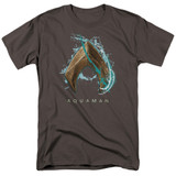 Aquaman Movie Water Shield Adult 18/1 T-Shirt Charcoal