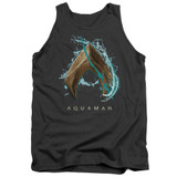 Aquaman Movie Water Shield Adult Tank Top T-Shirt Charcoal