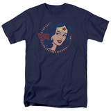 Wonder Woman WW75 Starburst Portrait Adult 18/1 Original T-Shirt Navy