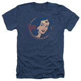 Wonder Woman WW75 Starburst Portrait Adult Heather Original T-Shirt Navy