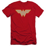 Wonder Woman WW Logo Premium Canvas Adult Slim Fit Original T-Shirt Red