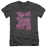 Fight Club Life Ending Adult V-Neck Classic T-Shirt Charcoal