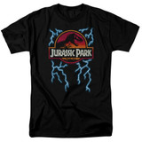 Jurassic Park Lightning Logo Adult 18/1 T-Shirt Black