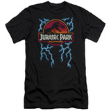 Jurassic Park Lightning Logo Premium Adult 30/1 T-Shirt Black