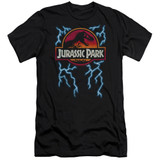 Jurassic Park Lightning Logo Adult 30/1 T-Shirt Black