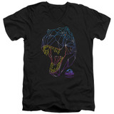 Jurassic Park Neon T-Rex Adult V-Neck T-Shirt Black