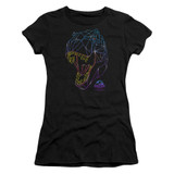Jurassic Park Neon T-Rex Junior Women's Sheer T-Shirt Black