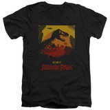 Jurassic Park Welcome To JP Adult V-Neck T-Shirt Black