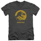 Jurassic Park T Rex Sphere Adult V-Neck T-Shirt Charcoal