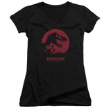 Jurassic Park T-Rex Sphere Junior Women's V-Neck T-Shirt Black