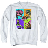 Jurassic Park Prehistoric Block Adult Crewneck Sweatshirt White