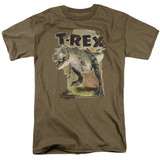 Jurassic Park T Rex Adult 18/1 T-Shirt Safari Green