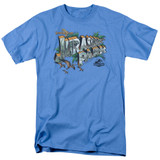 Jurassic Park Greetings From JP Adult 18/1 T-Shirt Carolina Blue