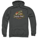 Jurassic Park Retro Rex Adult Pullover Hoodie Sweatshirt Charcoal