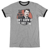 Parks and Recreation Don't Screw Up Adult Ringer T-Shirt Heather/Black