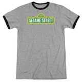 Sesame Street Logo Adult Ringer T-Shirt Heather/Black