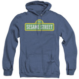 Sesame Street Logo Adult Heather Hoodie Sweatshirt Royal Blue