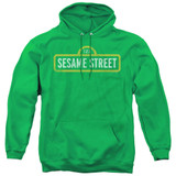 Sesame Street Rough Logo Adult Pullover Hoodie Sweatshirt Kelly Green
