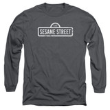 Sesame Street One Color Logo Adult Long Sleeve T-Shirt Charcoal