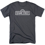 Sesame Street One Color Logo Adult 18/1 T-Shirt Charcoal