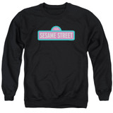 Sesame Street Alt Logo Adult Crewneck Sweatshirt Black