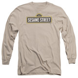 Sesame Street Tilted Logo Adult Long Sleeve T-Shirt Sand