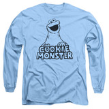 Sesame Street Vintage Cookie Monster Adult Long Sleeve T-Shirt Carolina Blue