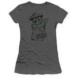 Sesame Street Early Grouch Junior Women's Sheer T-Shirt Charcoal